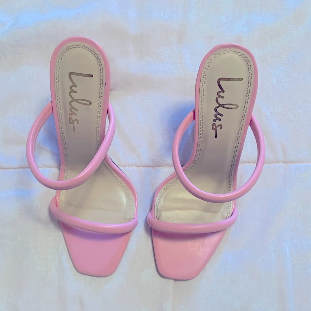 Lulus Light Pink Square-Toe High Heel Sandals